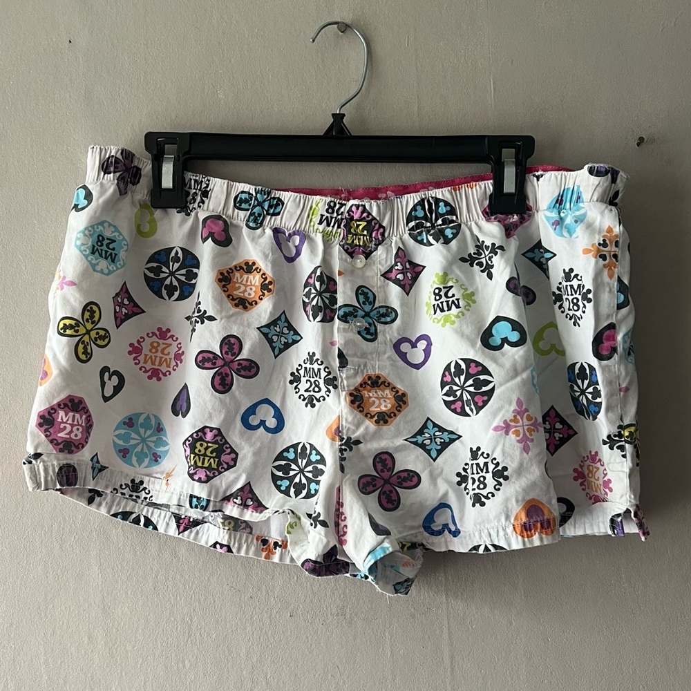 Disney Parks White Boxer Sleep Shorts Size Large